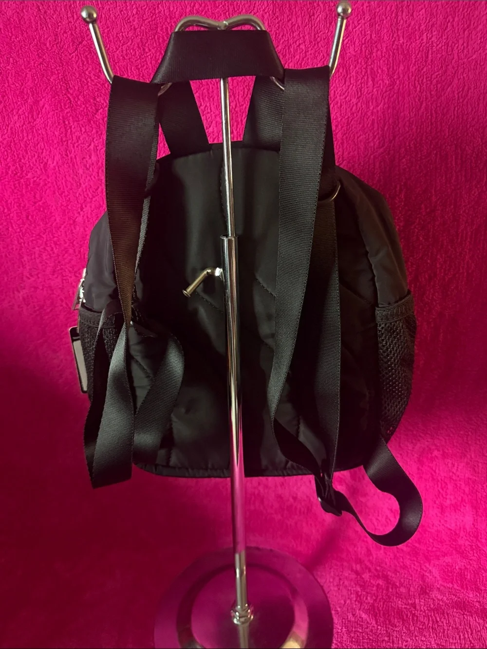 Adidas Black Mini Backpack with Iridescent Rainbow Logo
